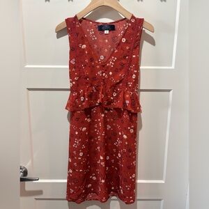 Francesca's Collections Orange Floral Ruffle Mini Dress